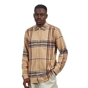 Portuguese Flannel Plaid Shirt - Tan/Brown/Black - Size L